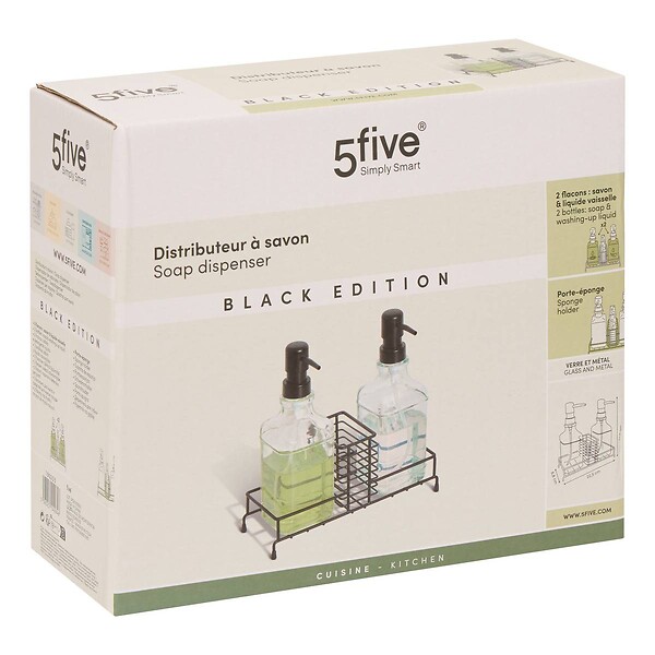 5 FIVE SIMPLY SMART - Distributeur de savon Black edition noir 475ml - large