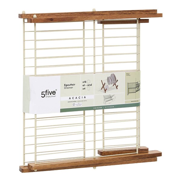 5 FIVE SIMPLY SMART - Egouttoir pliant Acacia beige - large