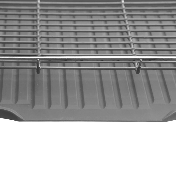 5 FIVE SIMPLY SMART - Égouttoir métal 2 niveaux avec plateau gris - large