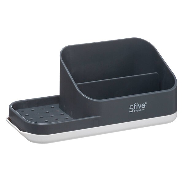 5 FIVE SIMPLY SMART - Organiseur évier avec distributeur 300ml "Néo" gris - large