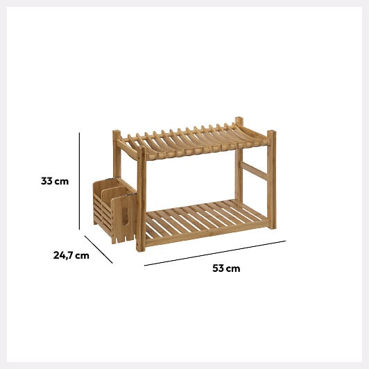 5 FIVE SIMPLY SMART - Égouttoir 2 niveaux et couverts bambou - large