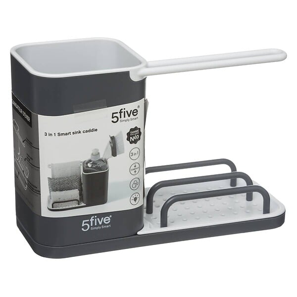 5 FIVE SIMPLY SMART - Organiseur d'évier 4en1 "Néo" gris anthracite - large
