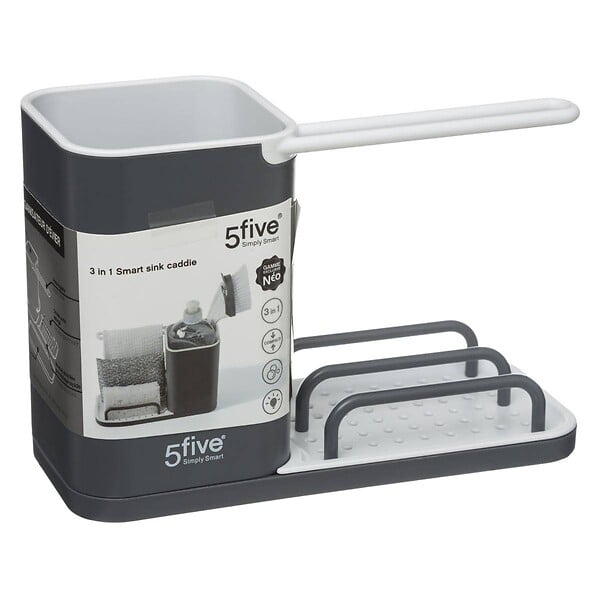 5 FIVE SIMPLY SMART - Organiseur d'évier 4en1 "Néo" gris anthracite - large