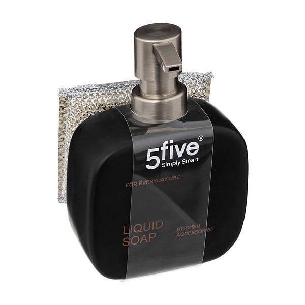 5 FIVE SIMPLY SMART - Distributeur savon avec éponge 400ml noir - large