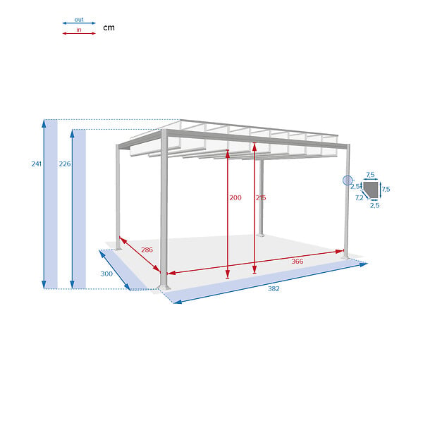 HESPERIDE - Pergola "Belize" graphite 3,8x3m en aluminium traité époxy - large