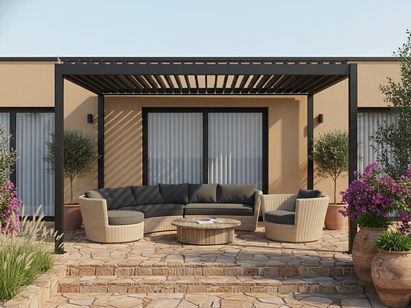 HESPERIDE - Pergola bioclimatique électrique Evora Graphite 4 x 3 m - Hespéride - large