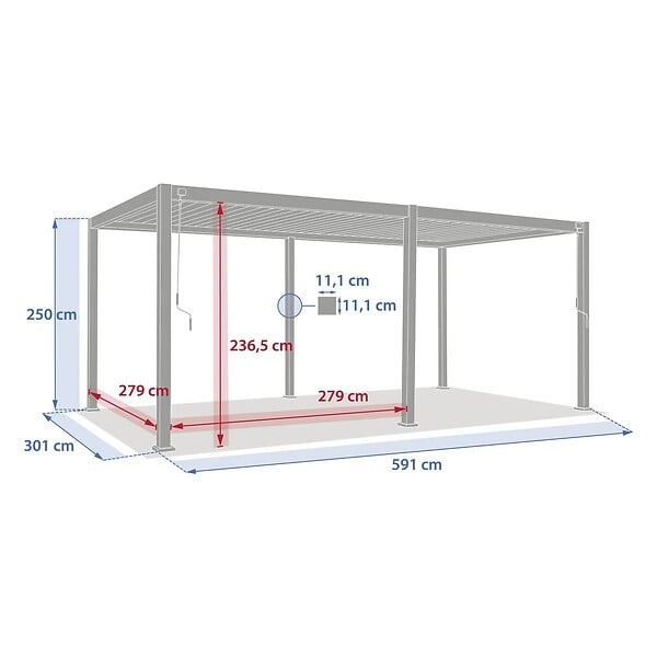 HESPERIDE - Pergola bioclimatique autoportante Evora 6x3m argile - large
