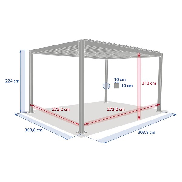 HESPERIDE - Pergola autoportante Evonis 3x3m gris graphite - large