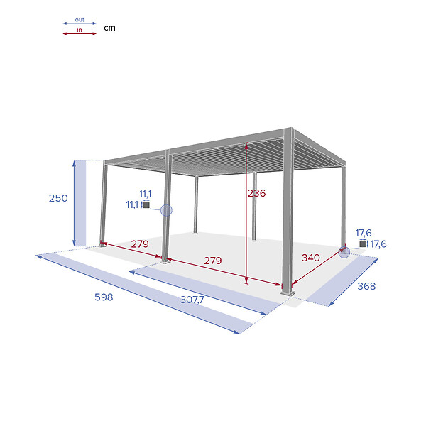 HESPERIDE - Pergola bioclimatique  "Evora" grand modèle 6x3,6m en aluminium traité époxy Graphite - large