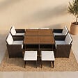CONCEPT USINE - Salon de jardin 8 pl en résine marron et coussins beige + housse TOLEDO - vignette