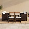 CONCEPT USINE - Salon de jardin 8 pl en résine marron et coussins beige + housse TOLEDO - vignette