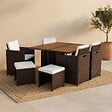 CONCEPT USINE - Salon de jardin 8 pl en résine marron et coussins beige + housse TOLEDO - vignette