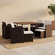 CONCEPT USINE - Salon de jardin 8 pl en résine marron et coussins beige + housse TOLEDO - vignette