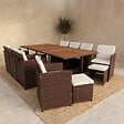 CONCEPT USINE - Salon de jardin 12 pl en résine marron et coussins beige + housse TOLEDO - vignette