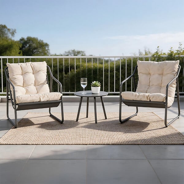 CONCEPT USINE - Ensemble de jardin 2 fauteuils gris avec table basse ATRANI - large