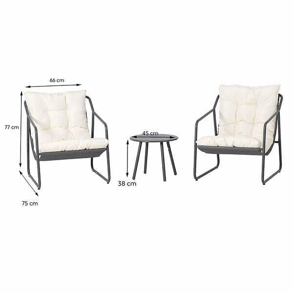 CONCEPT USINE - Ensemble de jardin 2 fauteuils gris avec table basse ATRANI - large
