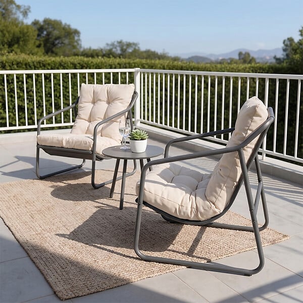 CONCEPT USINE - Ensemble de jardin 2 fauteuils gris avec table basse ATRANI - large