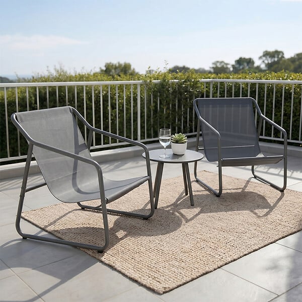 CONCEPT USINE - Ensemble de jardin 2 fauteuils gris avec table basse ATRANI - large