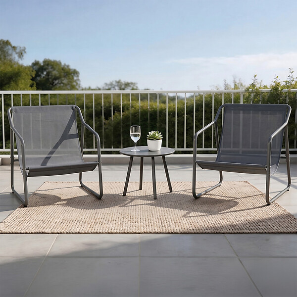 CONCEPT USINE - Ensemble de jardin 2 fauteuils gris avec table basse ATRANI - large