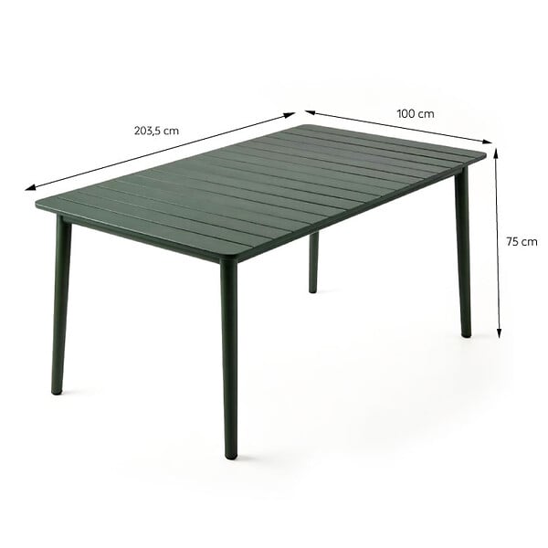 CONCEPT USINE - Ensemble table de jardin 200 cm et 8 fauteuils kaki effet rotin CANBERRA - large