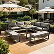 CONCEPT USINE - Salon de jardin gris foncé 7-9 places canapé + 2 bancs MARBELLA $ - vignette