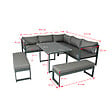 CONCEPT USINE - Salon de jardin gris foncé 7-9 places canapé + 2 bancs MARBELLA $ - vignette