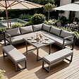 CONCEPT USINE - Salon de jardin gris foncé 7-9 places canapé + 2 bancs MARBELLA $ - vignette