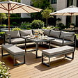 CONCEPT USINE - Salon de jardin gris foncé 7-9 places canapé + 2 bancs MARBELLA $ - vignette