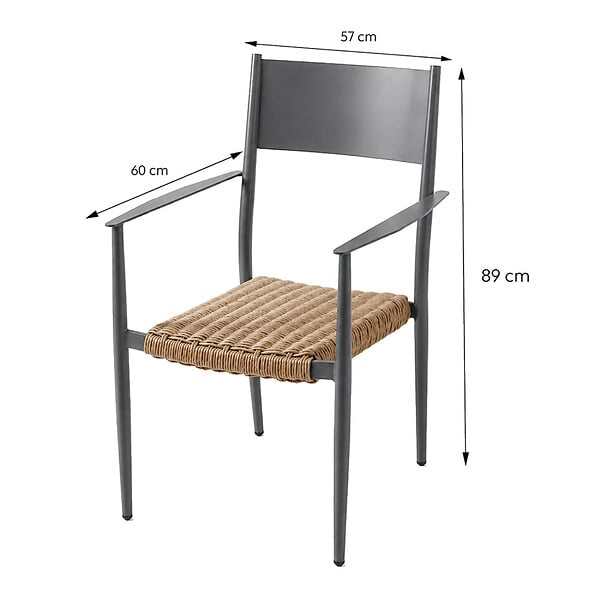 CONCEPT USINE - Ensemble table de jardin 200 cm et 8 fauteuils gris foncé effet rotin CANBERRA - large