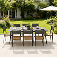 CONCEPT USINE - Ensemble table de jardin 200 cm et 8 fauteuils gris foncé effet rotin CANBERRA - vignette