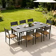 CONCEPT USINE - Ensemble table de jardin 200 cm et 8 fauteuils gris foncé effet rotin CANBERRA - vignette