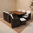 CONCEPT USINE - Salon de jardin 10 pl en résine marron et coussins beige + housse TOLEDO - vignette