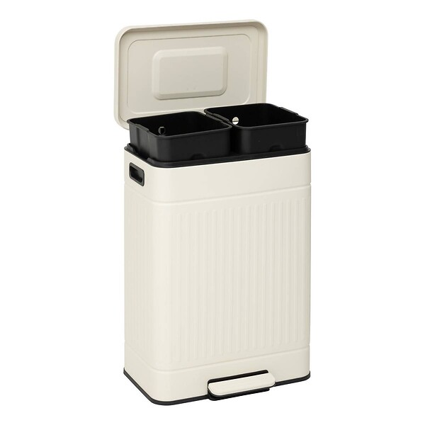5 FIVE SIMPLY SMART - Poubelle Nova avec Pedale 2x30L Beige 45,5x36,5x67 cm - large