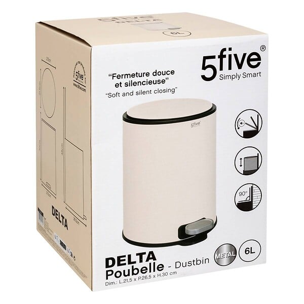 5 FIVE SIMPLY SMART - Poubelle "Delta" 6L métal argile - large