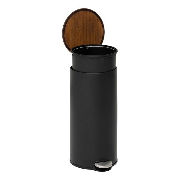 5 FIVE SIMPLY SMART - Poubelle Modern Color avec Pedale 30L Noir et Acacia 29,2x37,7x59,5 cm - large