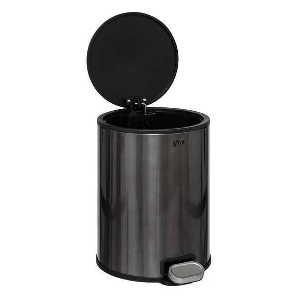 5 FIVE SIMPLY SMART - Poubelle "Delta" 6L métal noir - large