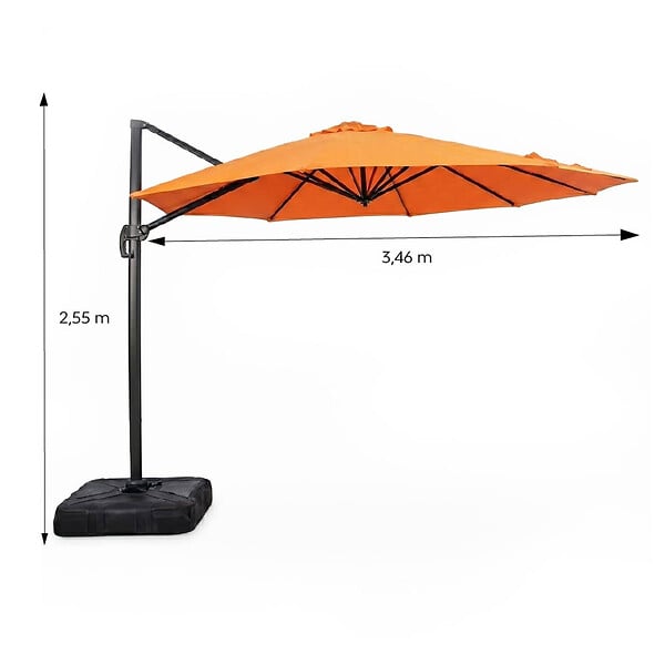 CONCEPT USINE - Parasol octogonal  350cm déporté orange en aluminium CASTILLO $ - large
