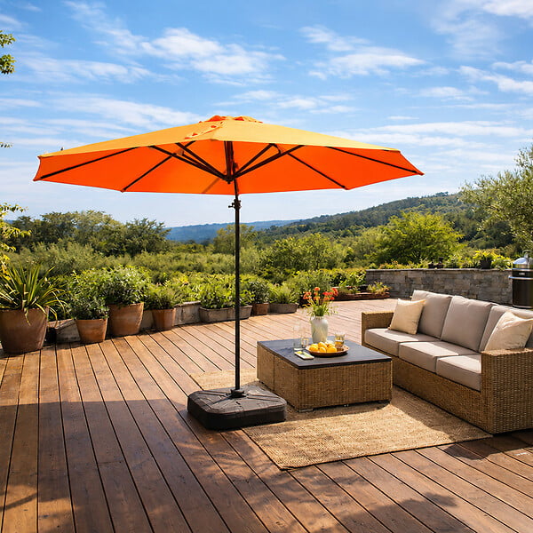 CONCEPT USINE - Parasol octogonal  350cm déporté orange en aluminium CASTILLO $ - large