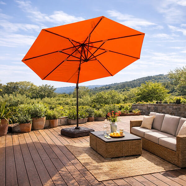 CONCEPT USINE - Parasol octogonal  350cm déporté orange en aluminium CASTILLO $ - large