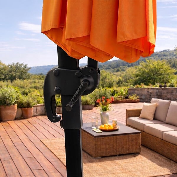 CONCEPT USINE - Parasol octogonal  350cm déporté orange en aluminium CASTILLO $ - large