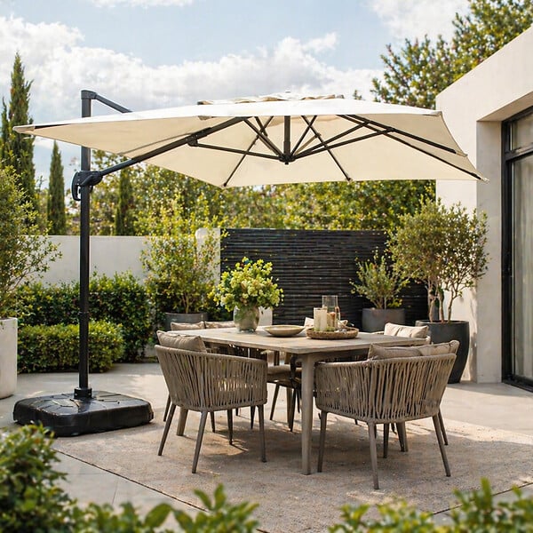 CONCEPT USINE - Parasol rectangulaire 2x3m déporté rotatif écru PIANA - large