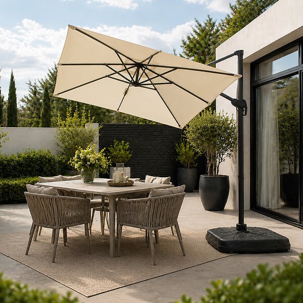 CONCEPT USINE - Parasol rectangulaire 2x3m déporté rotatif écru PIANA - large