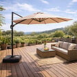 CONCEPT USINE - Parasol octogonal  350cm déporté taupe en aluminium CASTILLO - vignette