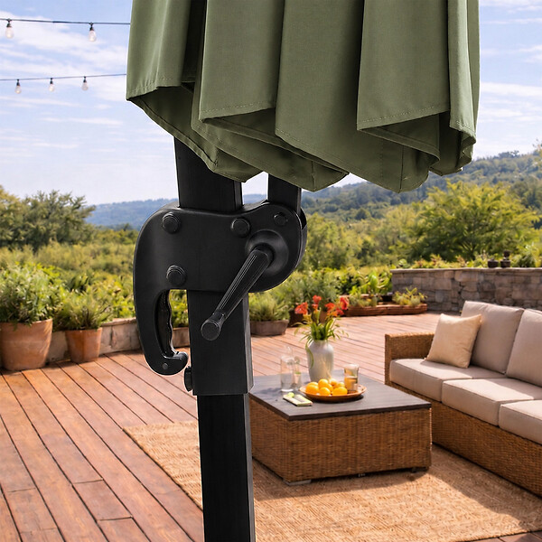 CONCEPT USINE - Parasol octogonal  350cm déporté vert en aluminium CASTILLO $ - large