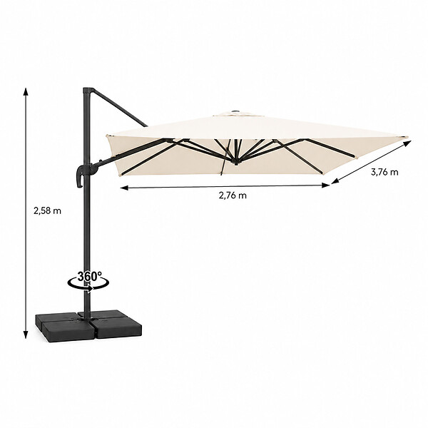 CONCEPT USINE - Parasol rectangulaire 4x3m déporté rotatif écru en aluminium CEZIR $ - large