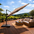 CONCEPT USINE - Parasol rectangulaire 3x4 déporté rotatif taupe en aluminium CEZIR - vignette