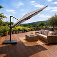 CONCEPT USINE - Parasol rectangulaire 3x4 déporté rotatif gris en aluminium CEZIR $ - vignette