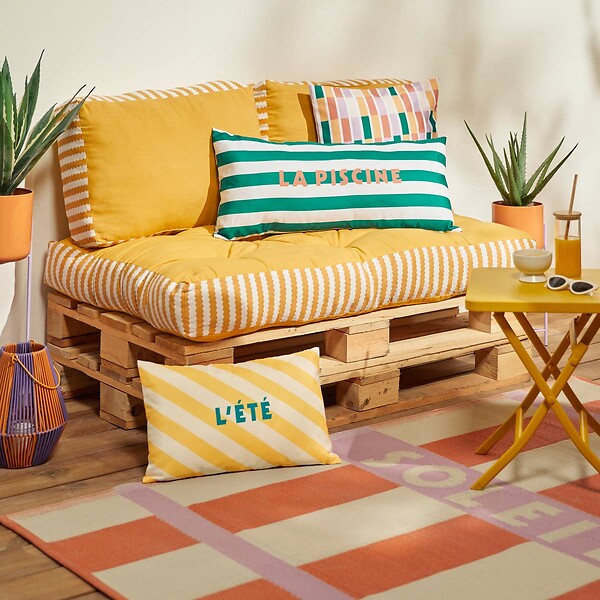 ATMOSPHERA - Coussin de sol d'extérieur Poolside 80x120x15cm jaune - large