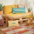 ATMOSPHERA - Coussin de sol d'extérieur Poolside 80x120x15cm jaune - vignette
