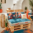 ATMOSPHERA - Coussin de sol d'extérieur "Yucatan" bleu canard 120x80cm - vignette
